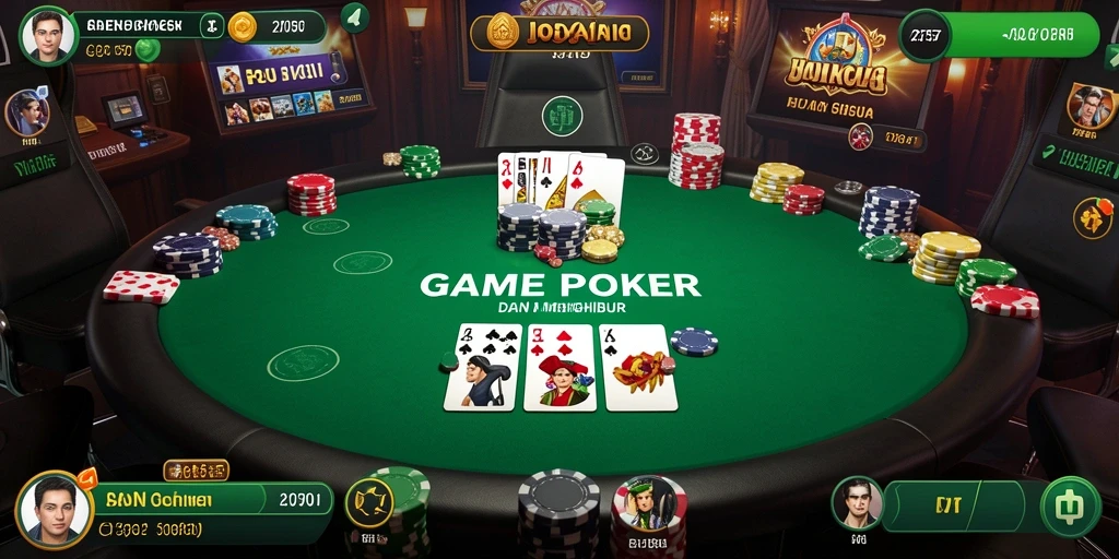 Tampilan gameplay Poker yang menegangkan dan seru.