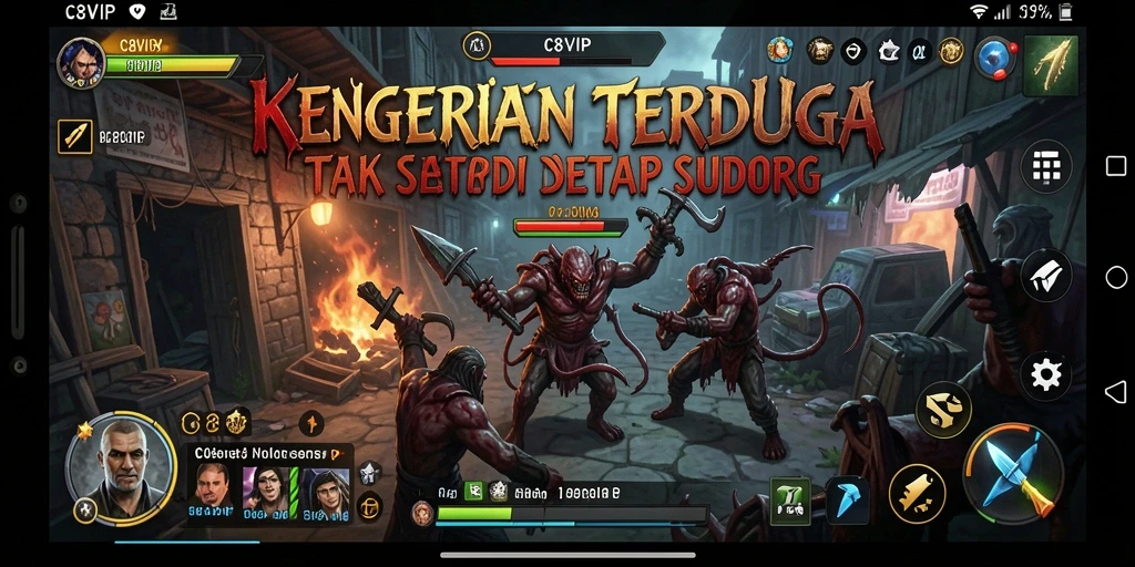 Tangkapan layar dari gameplay C8VIP yang menampilkan suasana mencekam.