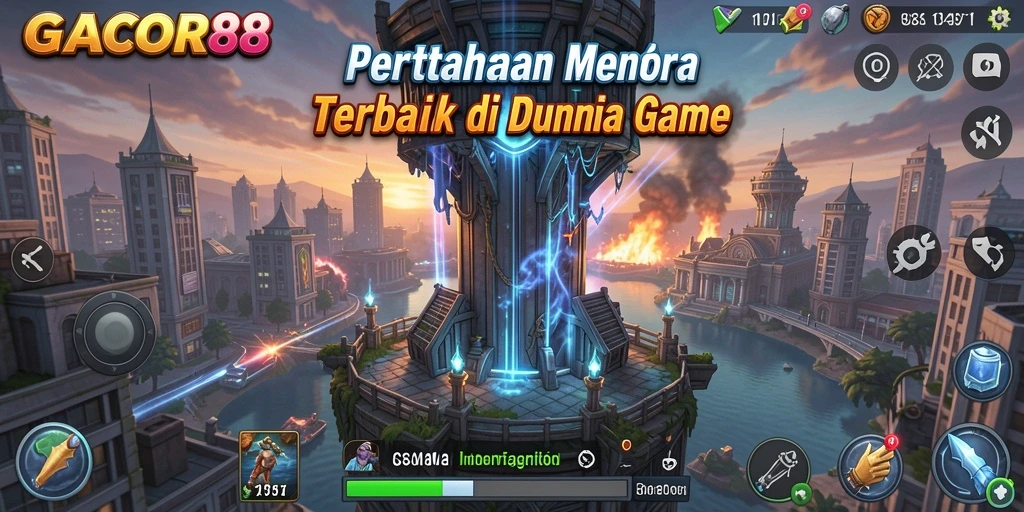 Tampilan permainan GACOR88 dengan aksi pertahanan menara yang mendebarkan.