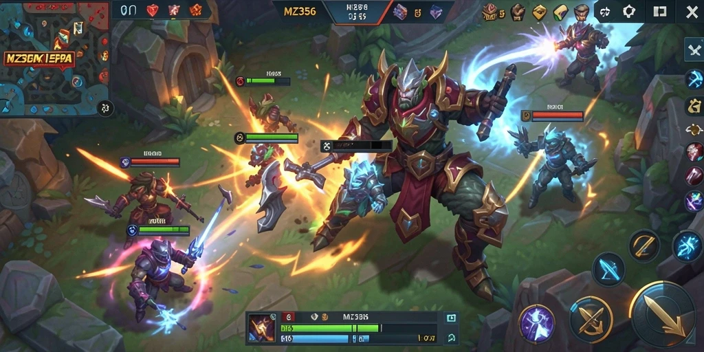 Screenshot menunjukkan aksi seru dalam gameplay MZ356 MOBA.